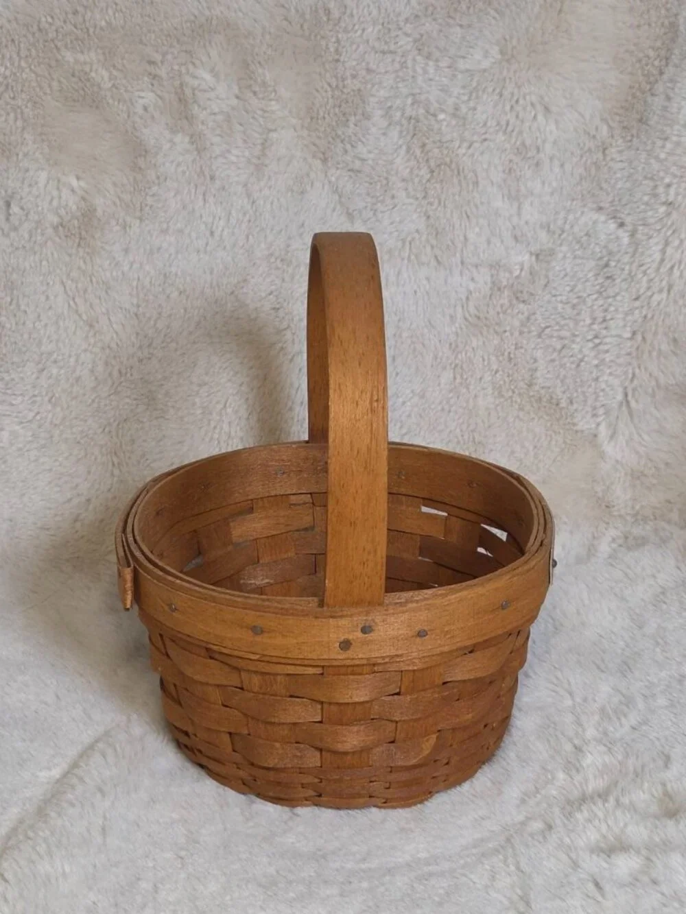 Longaberger Basket 1992 Discovery - 1492-1992 - Round w/ Metal Plaque Great Cond